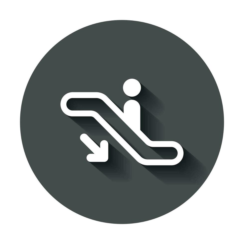 Rolltreppe Aufzug Symbol. Vektor Illustration mit lange Schatten. Geschäft Konzept Rolltreppe Piktogramm.