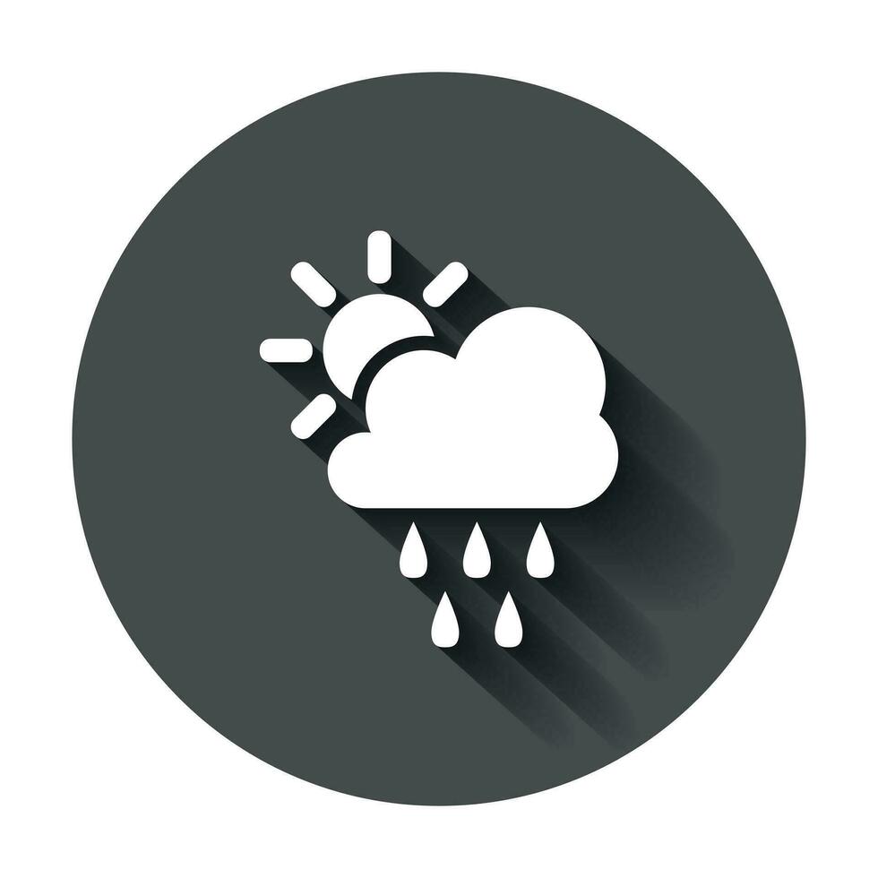 Wetter Prognose Symbol im eben Stil. Sonne mit Wolken Illustration mit lange Schatten. Prognose Zeichen Konzept. vektor