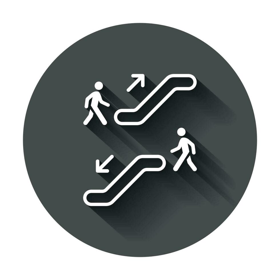 Rolltreppe Aufzug Symbol. Vektor Illustration mit lange Schatten. Geschäft Konzept Rolltreppe Piktogramm.