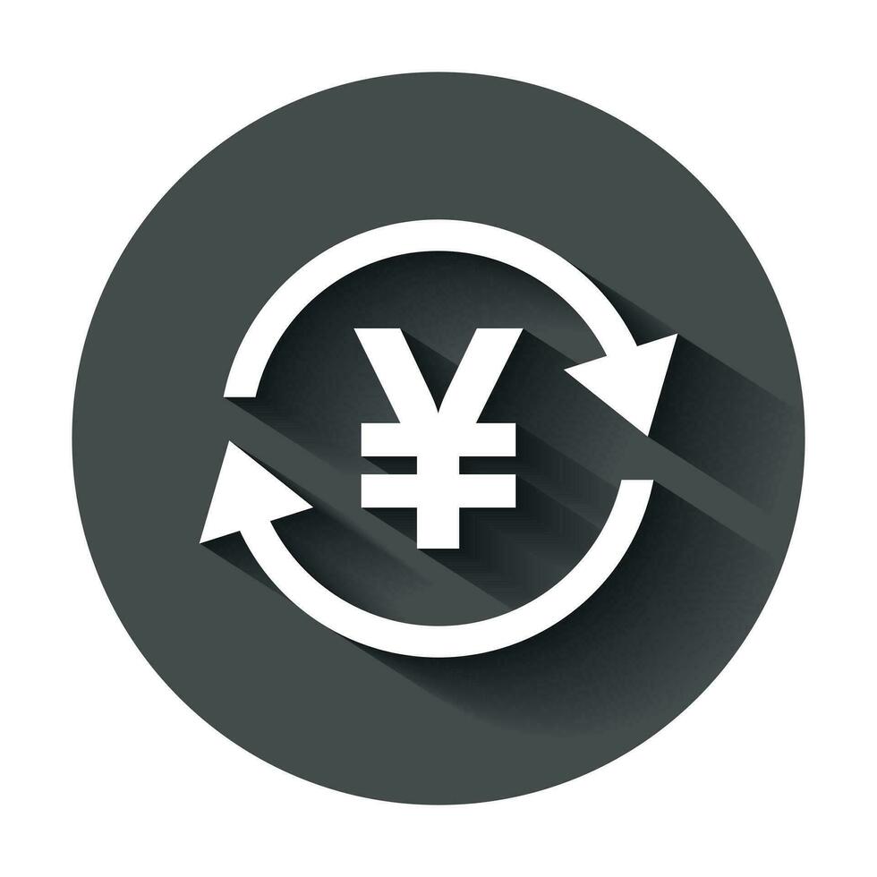 Yen, Yuan Geld Währung Vektor Symbol im eben Stil. Yen Münze Symbol Illustration mit lange Schatten. Asien Geld Geschäft Konzept.