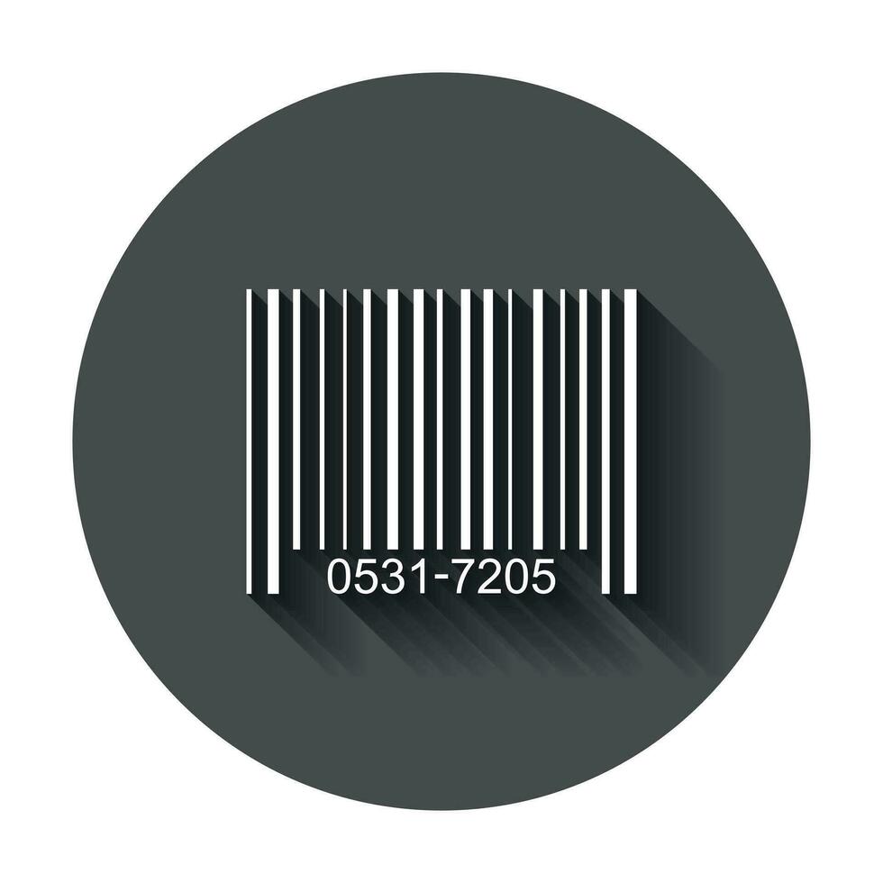 Barcode Produkt Verteilung Symbol. Vektor Illustration mit lange Schatten. Geschäft Konzept Barcode Piktogramm.