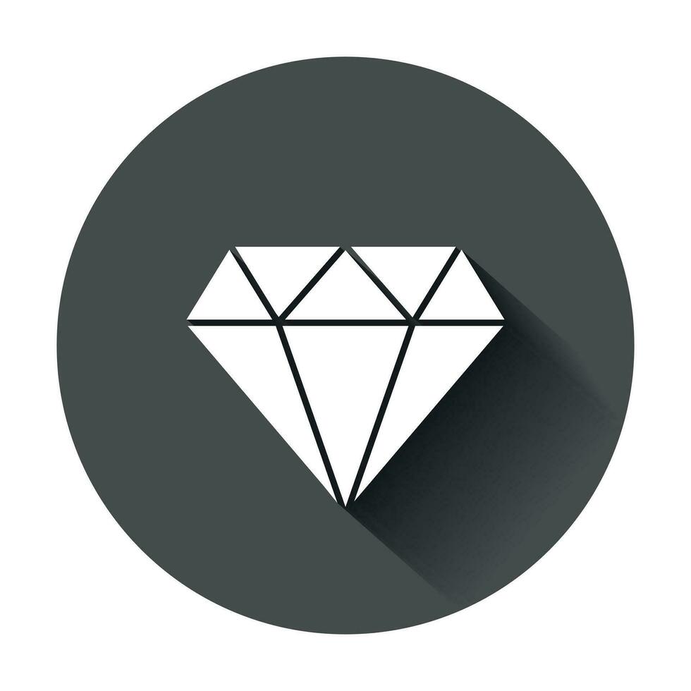 Diamant Juwel Juwel Vektor Symbol im eben Stil. Diamant Edelstein Illustration mit lange Schatten. Schmuck brillant Konzept.