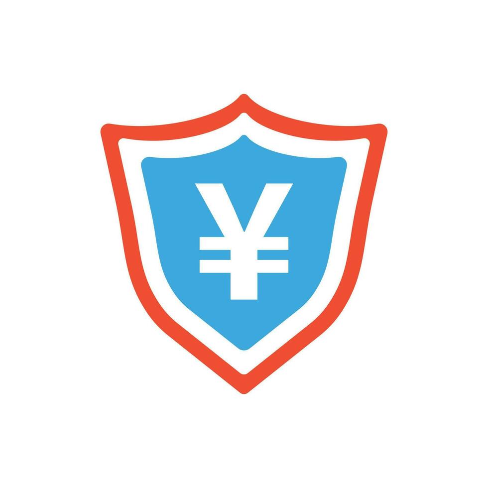 yen, yuan skydda pengar valuta vektor ikon i platt stil. yen mynt skydd symbol illustration på vit isolerat bakgrund. Asien pengar företag begrepp.
