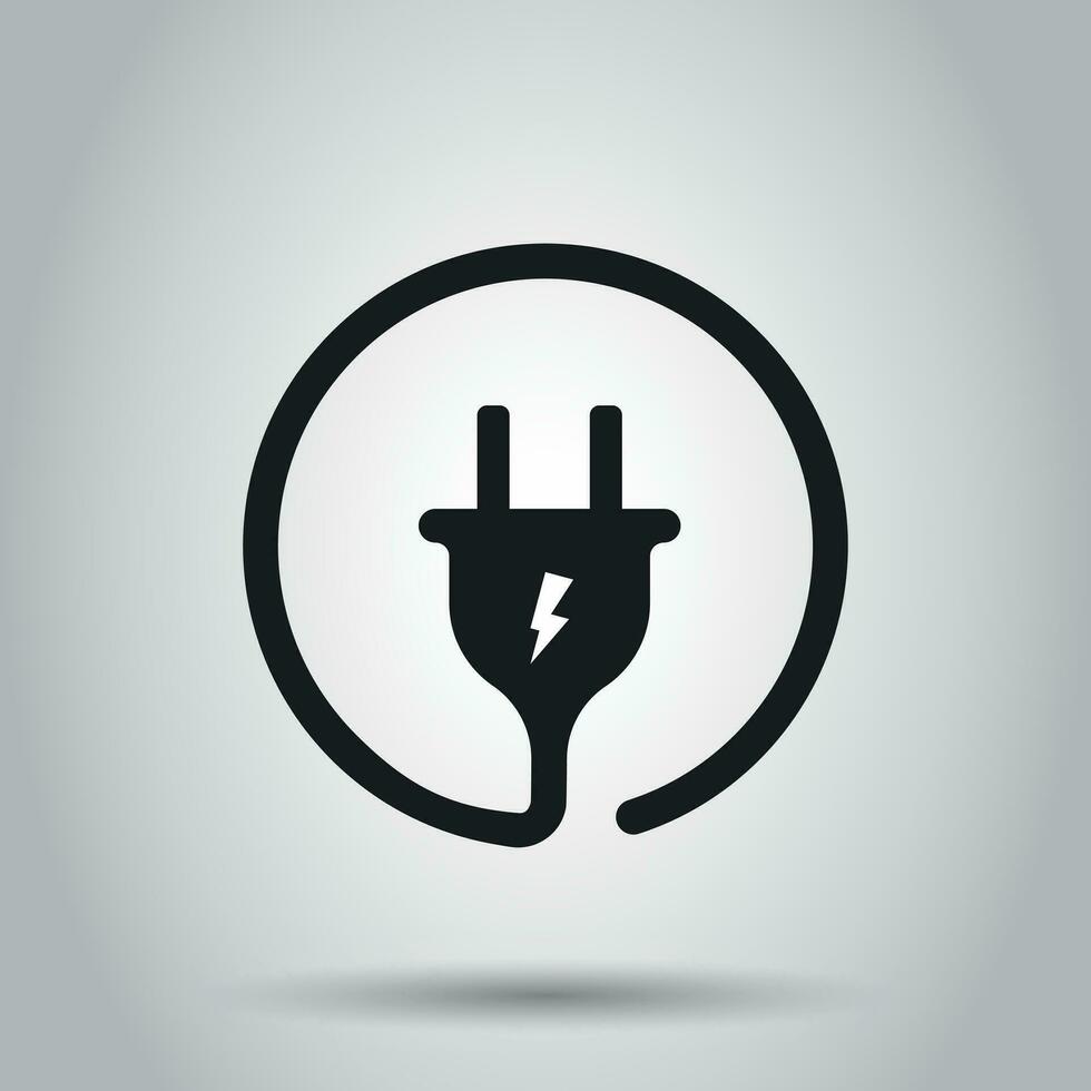 Stecker Steckdose Symbol. Vektor Illustration auf isoliert Hintergrund. Geschäft Konzept Leistung Draht Kabel Piktogramm.