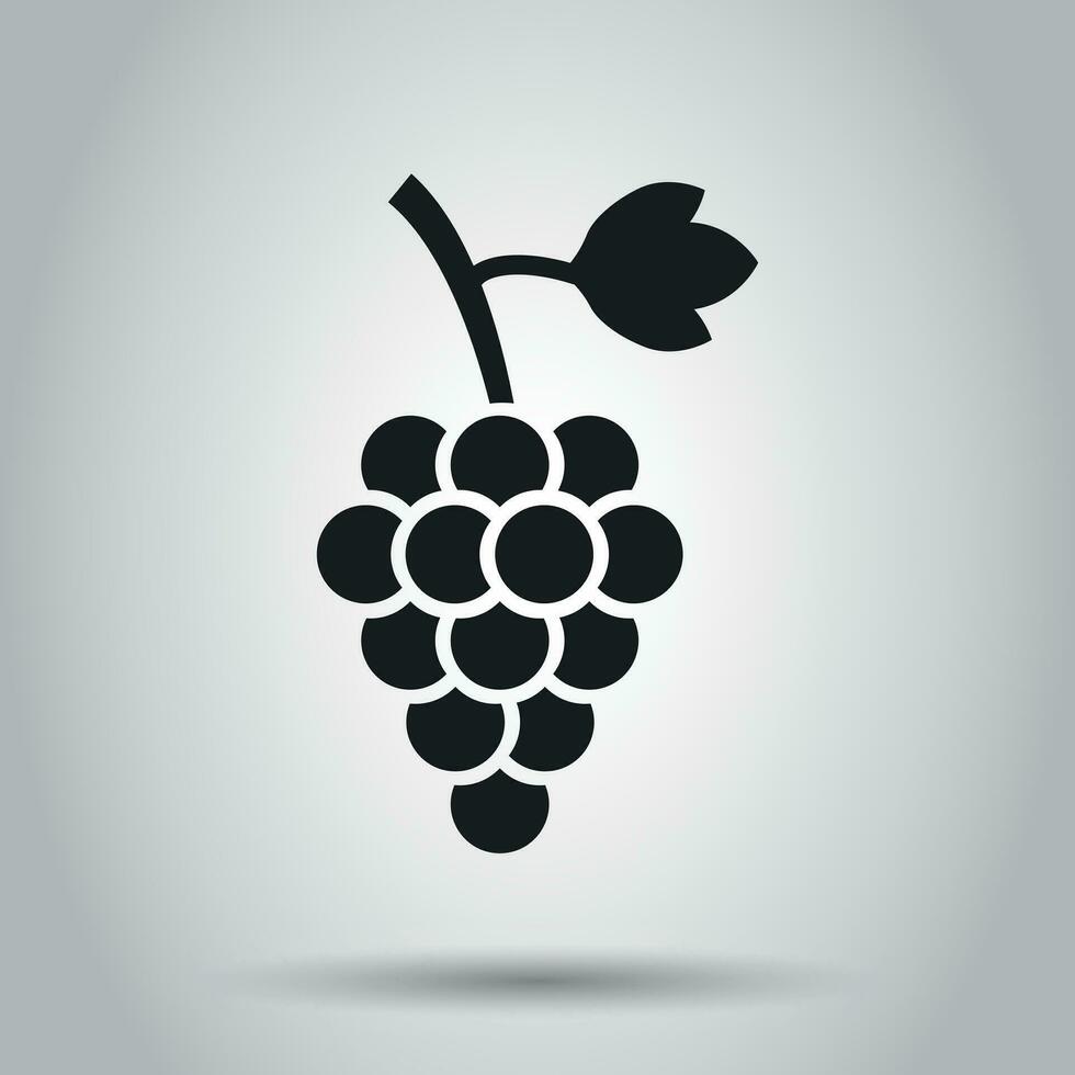 Traube Obst mit Blatt Symbol. Vektor Illustration auf Weiß Hintergrund. Geschäft Konzept Bündel von Wein Weinrebe Piktogramm.