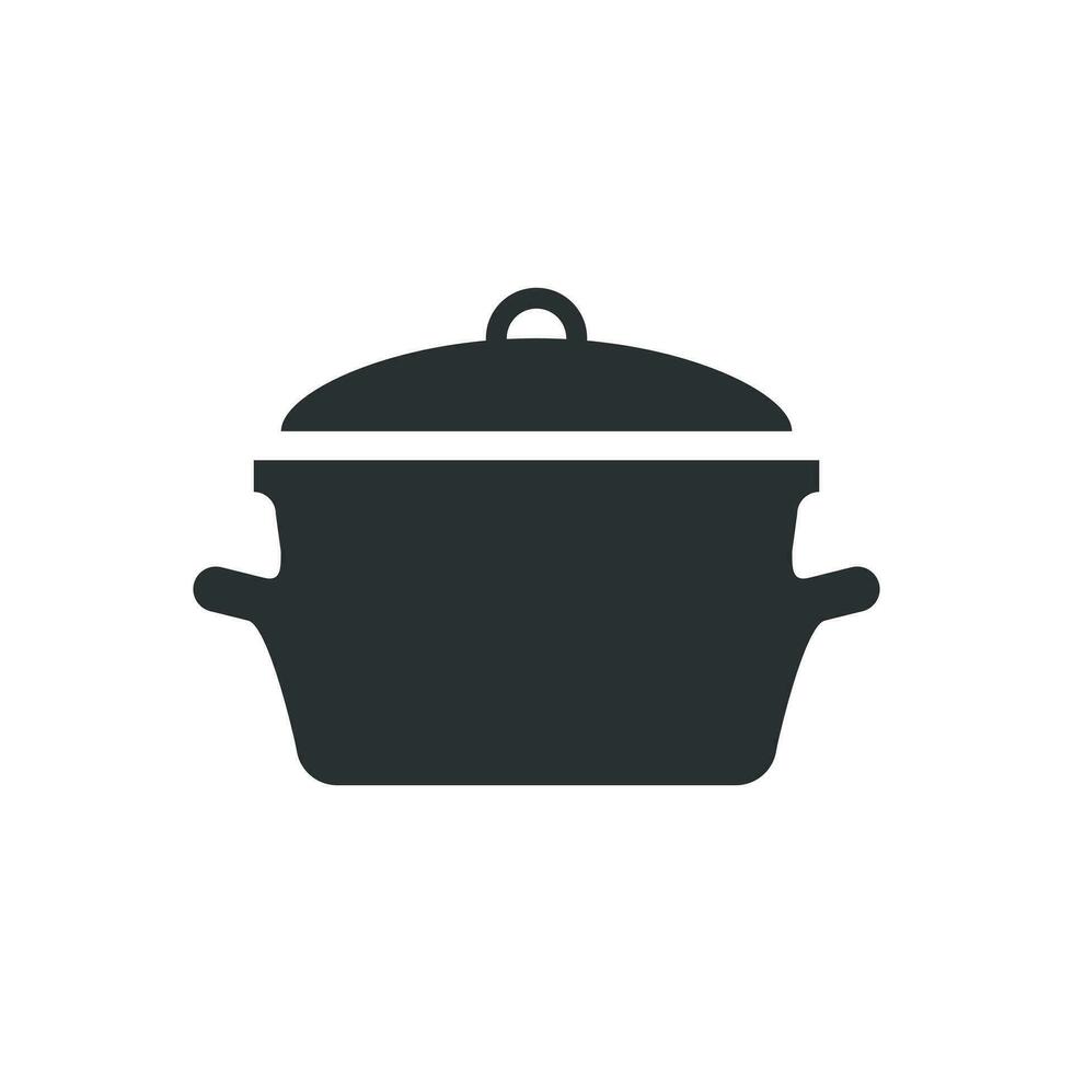 matlagning panorera ikon i platt stil. kök pott illustration på vit isolerat bakgrund. kastrull Utrustning företag begrepp. vektor