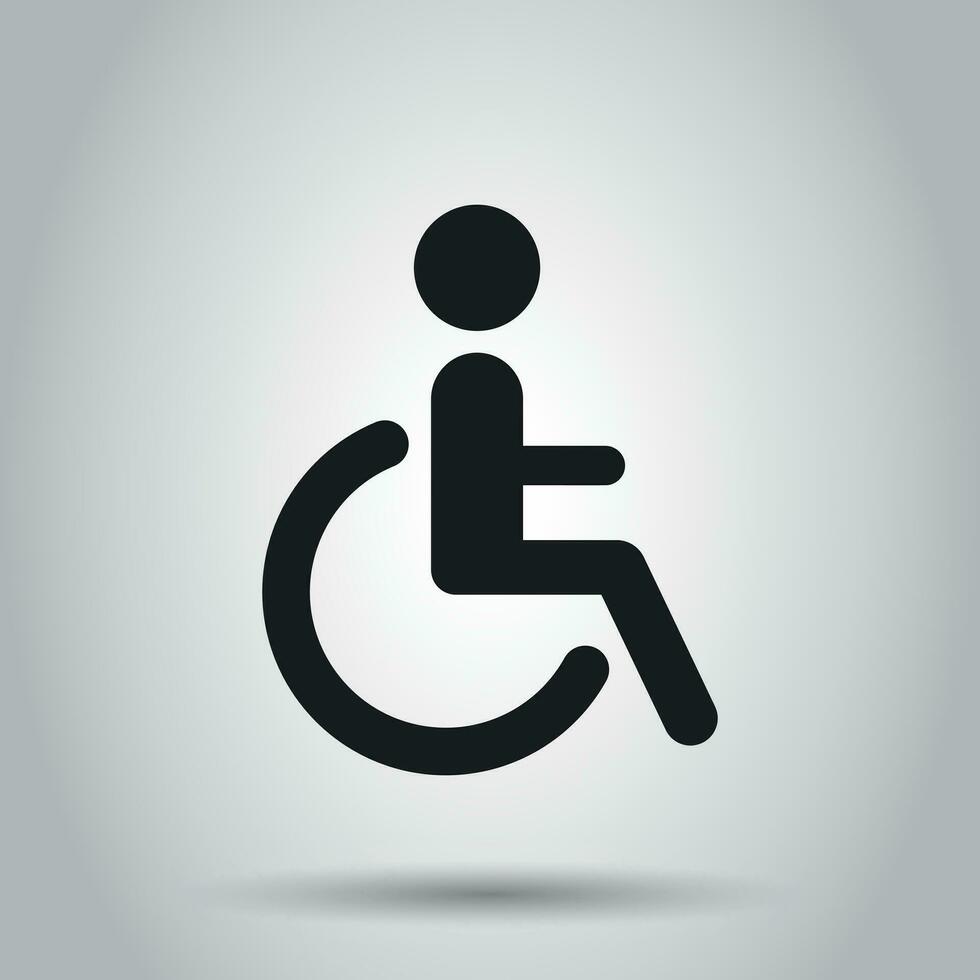 Mann im Rollstuhl Vektor Symbol. behindert ungültig Menschen Zeichen Illustration. Geschäft Konzept einfach eben Piktogramm auf isoliert Hintergrund.