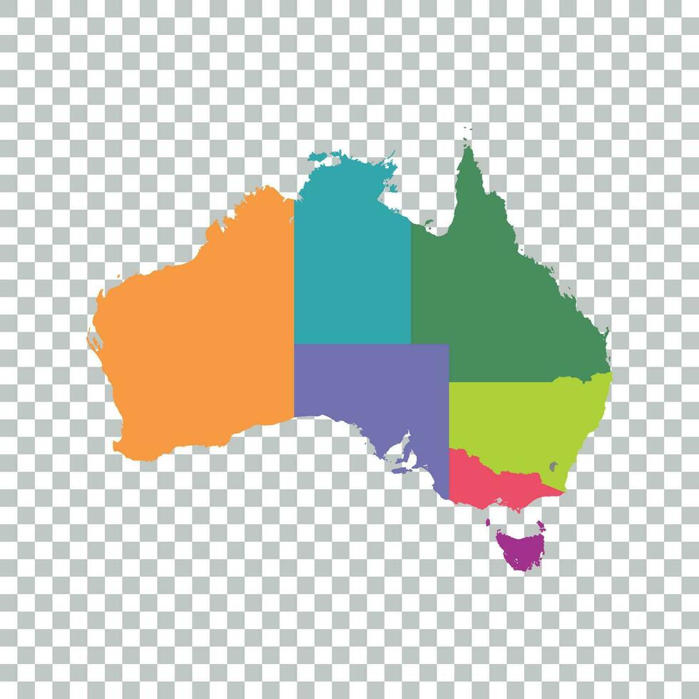 Australien Karte Farbe mit Regionen. Vektor eben