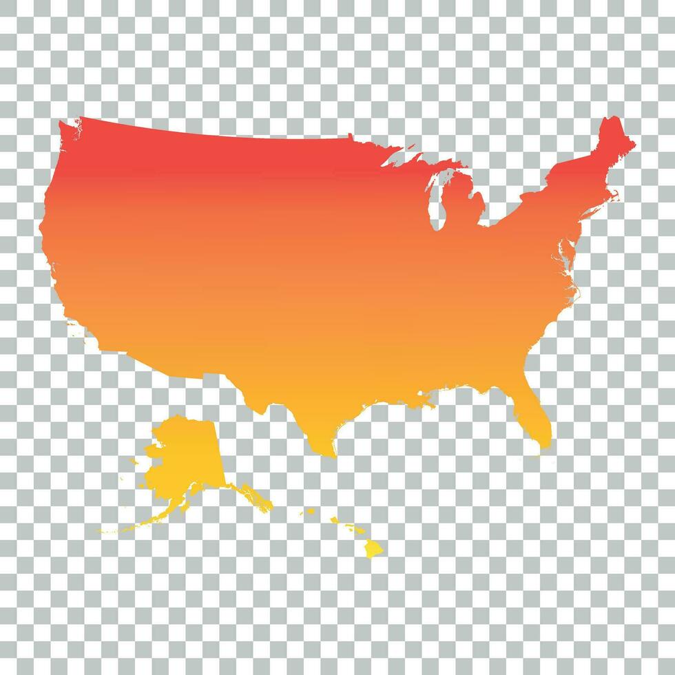 usa, förenad stater av Amerika Karta. färgrik orange vektor illustration