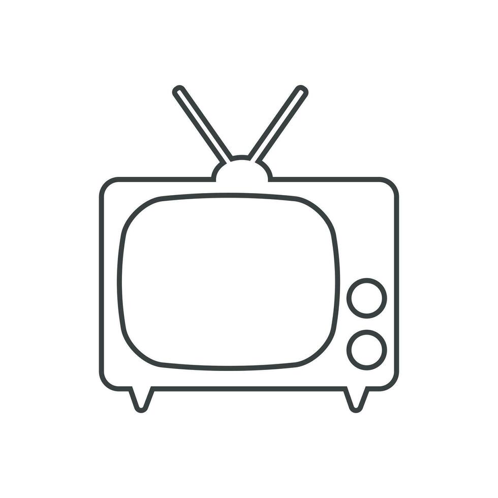 TV ikon vektor illustration i linje stil isolerat på vit bakgrund. tv symbol för webb webbplats design, logotyp, app, ui.