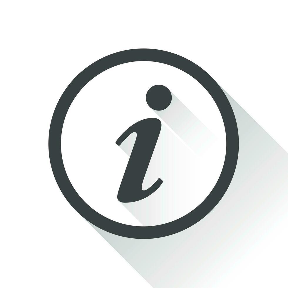 information ikon vektor illustration i platt stil isolerat på vit bakgrund med lång skugga. Tal symbol för webb webbplats design, logotyp, app, ui.