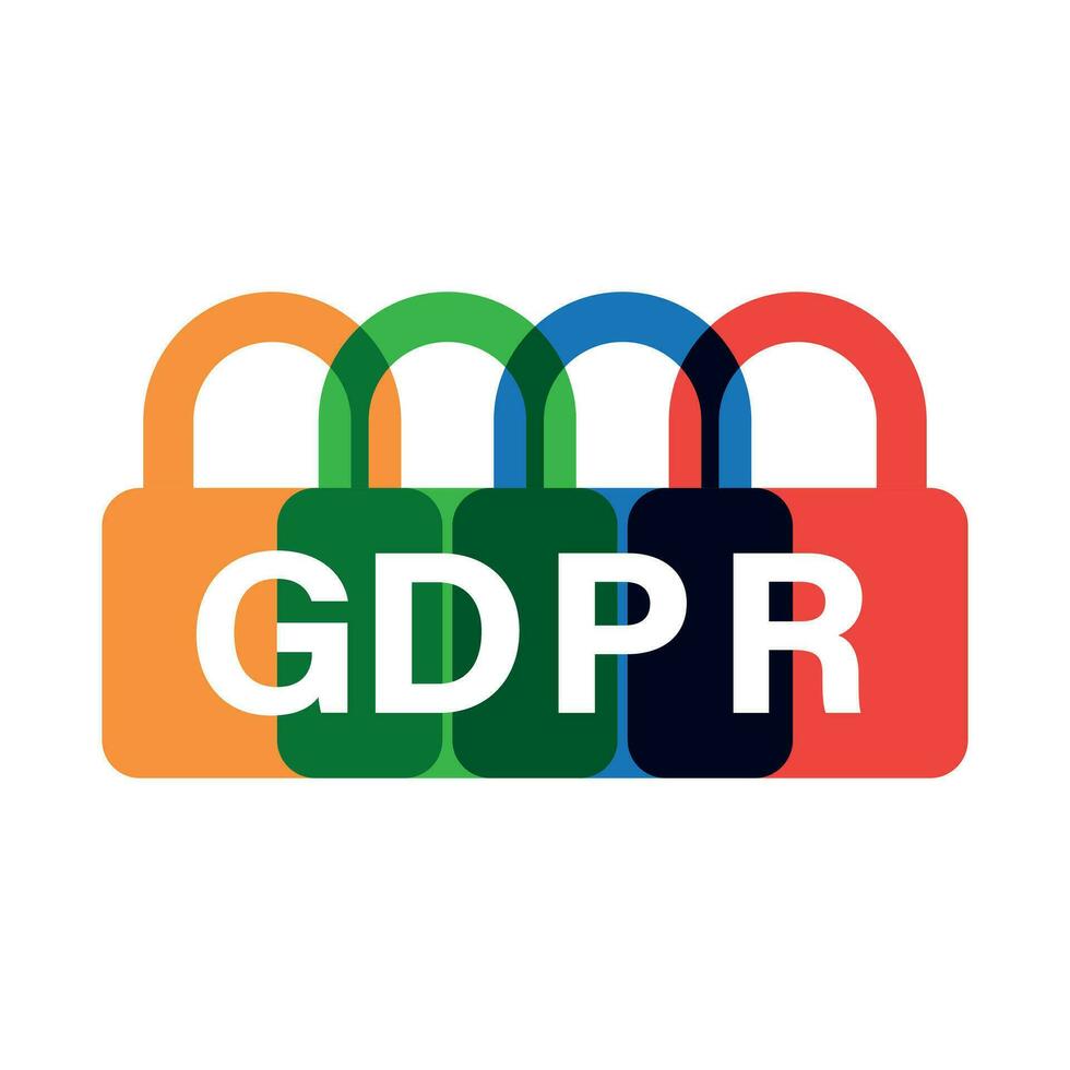 Allgemeines Daten Schutz Verordnung Vorhängeschloss Vektor Symbol im eben Stil. gdpr Illustration Hintergrund. gdpr Konzept.