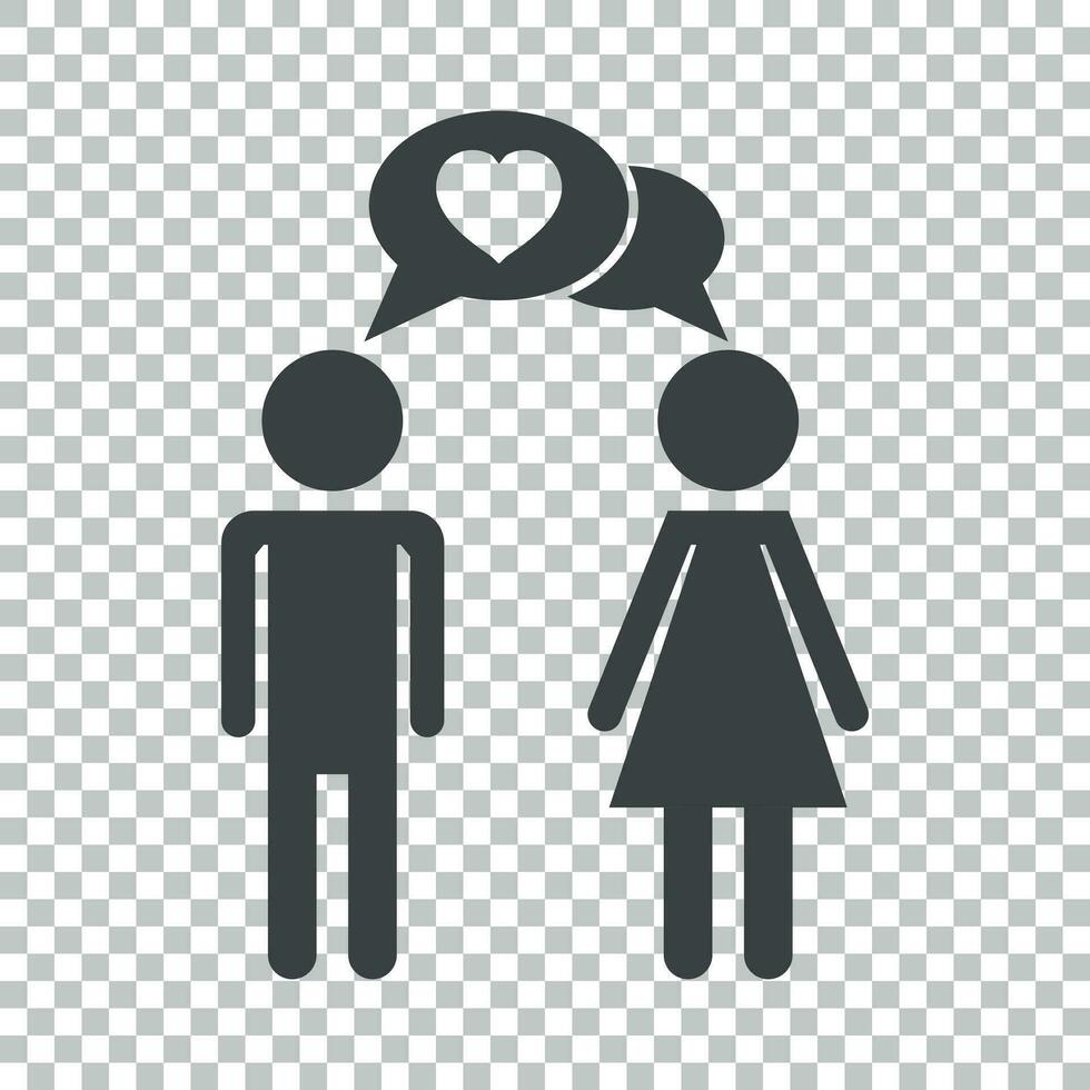 Vektor Mann und Frau mit Herz Symbol auf isoliert Hintergrund. modern eben Piktogramm. einfach eben Symbol zum Netz Seite? ˅ Design.