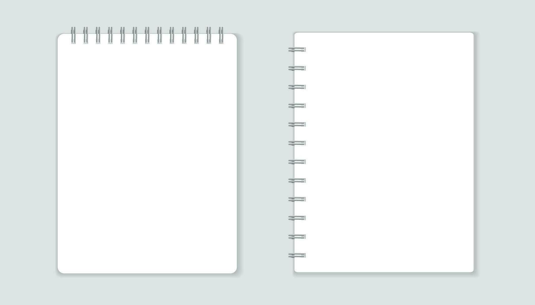realistisk mall anteckningsblock med spiral. tom omslag design. skola företag dagbok. kontor brevpapper anteckningsbok på vit bakgrund vektor