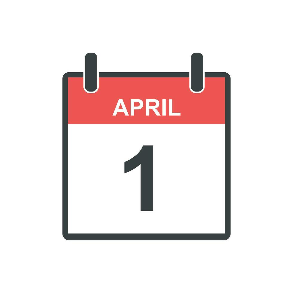 April 1 Dummkopf Tag Kalender Symbol. Vektor Illustration im eben Stil.