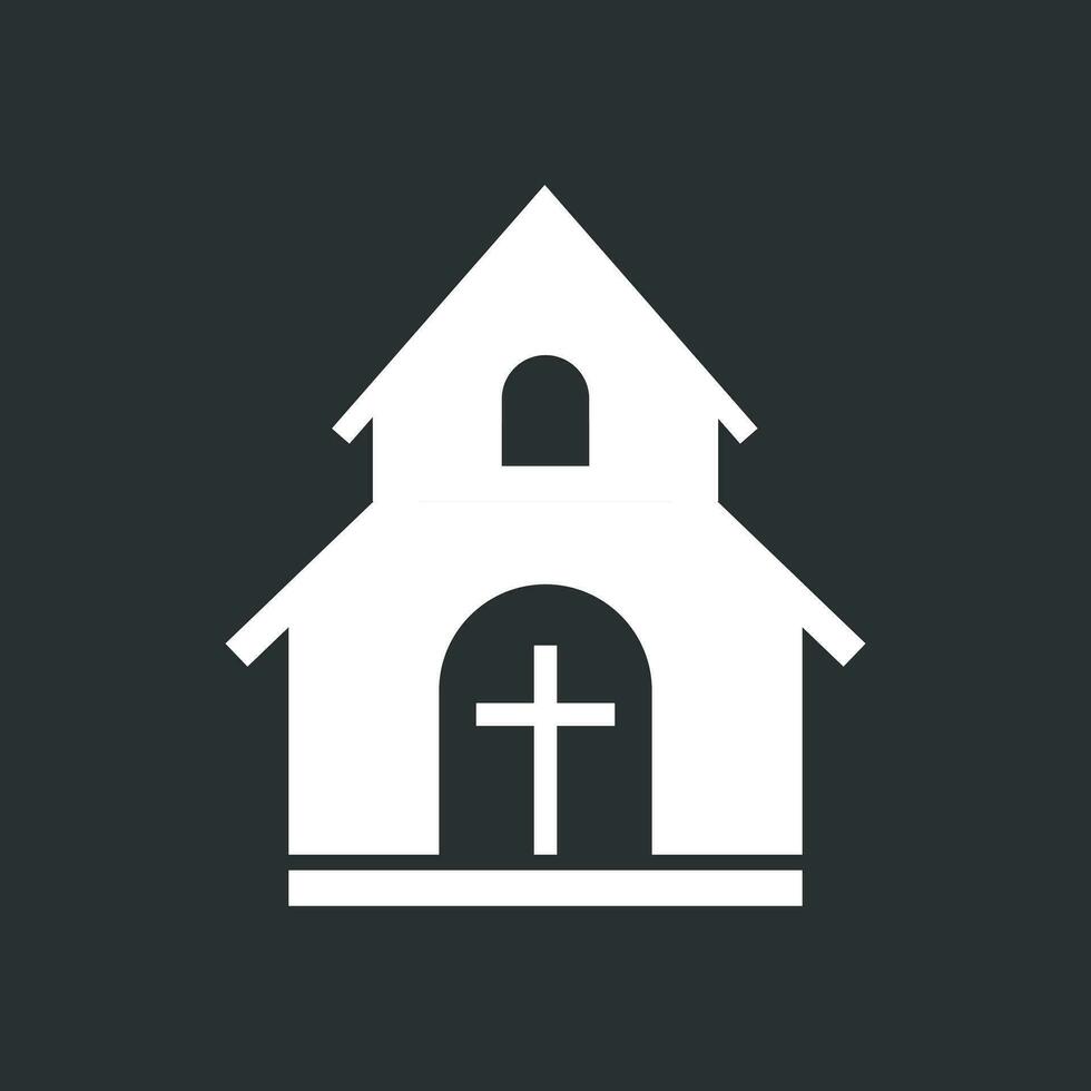 kyrka fristad vektor illustration ikon. enkel platt piktogram för företag, marknadsföring, mobil app, internet på svart bakgrund.