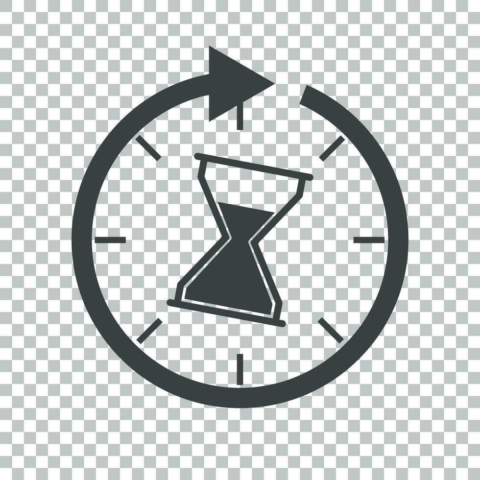 Zeit Symbol. eben Vektor Illustration mit Sanduhr auf isoliert Hintergrund.