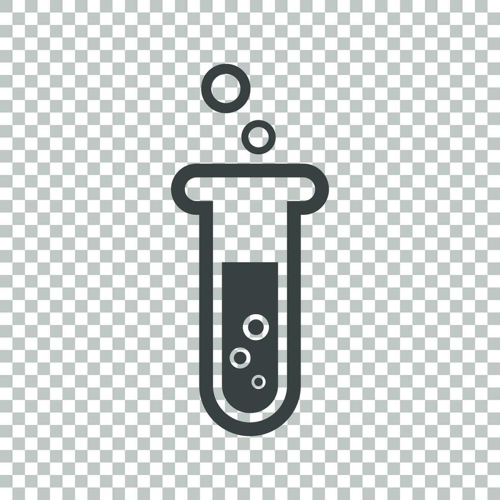 chemisch Prüfung Tube Piktogramm Symbol. chemisch Labor Ausrüstung isoliert auf isoliert Hintergrund. Experiment Flaschen zum Wissenschaft Experiment. modisch modern Vektor Symbol. einfach eben Illustration