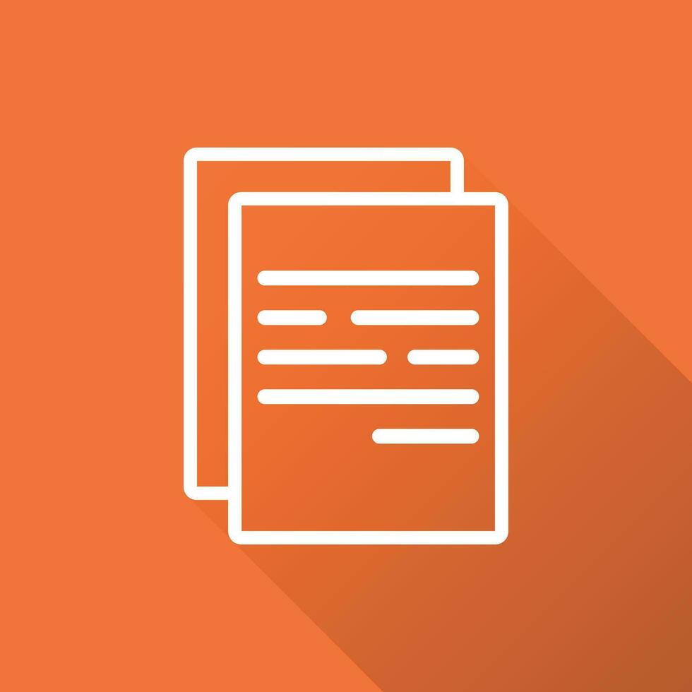 dokumentera ikon vektor platt illustration. isolerat dokument symbol. papper sida grafisk design piktogram på orange bakgrund med skugga