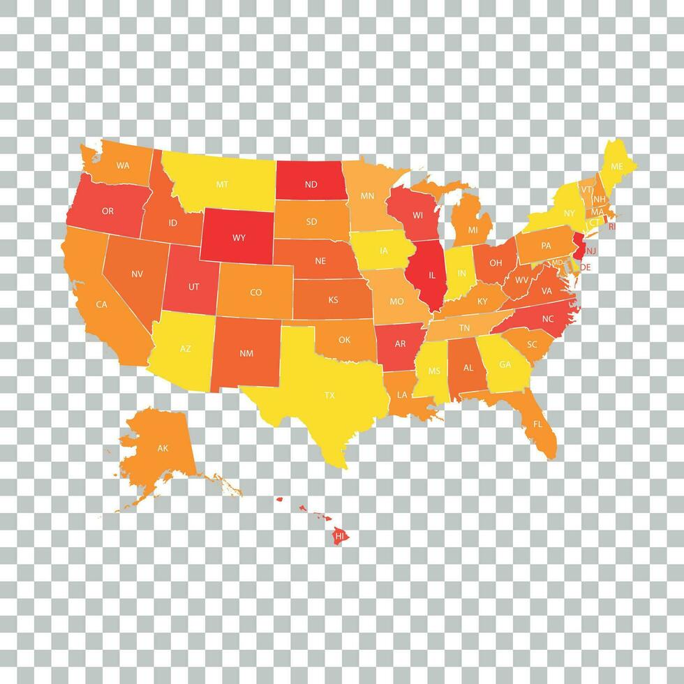 USA Karte mit Bundes Zustände. Vektor Illustration vereinigt Zustände von Amerika.