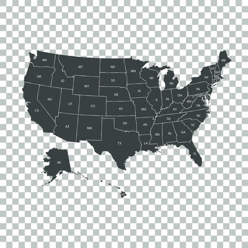 USA Karte mit Bundes Zustände. Vektor Illustration vereinigt Zustände von Amerika.
