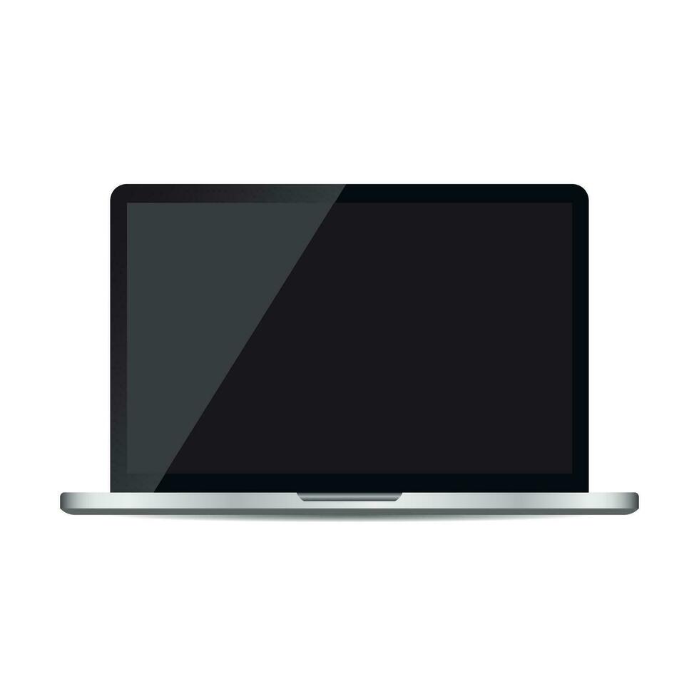 bärbar dator med svart skärm platt ikon. dator vektor illustration på vit bakgrund.
