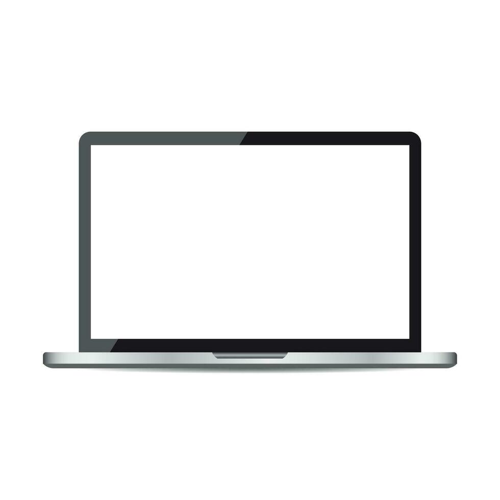 Laptop mit Weiß Bildschirm eben Symbol. Computer Vektor Illustration auf Weiß Hintergrund.
