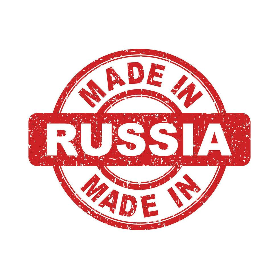 tillverkad i ryssland röd stämpel. vektor illustration på vit bakgrund