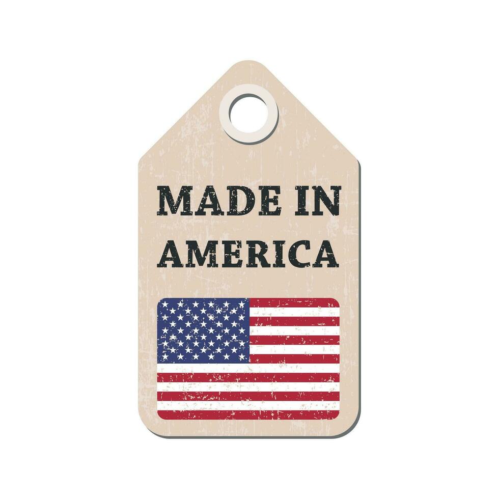 hängen Etikett gemacht im Amerika mit Flagge. Vektor Illustration