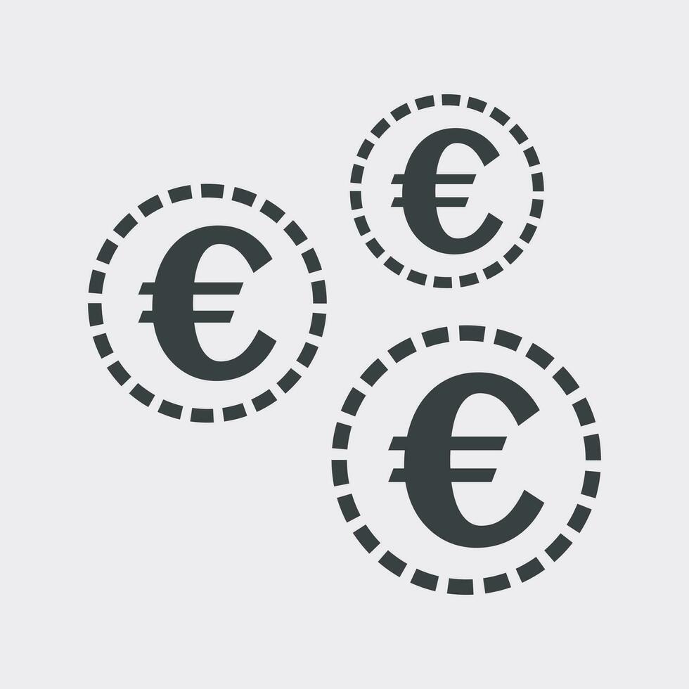 Euro Münzen Symbol. Vektor Illustration im eben Stil. schwarz Münze auf Weiß Hintergrund.