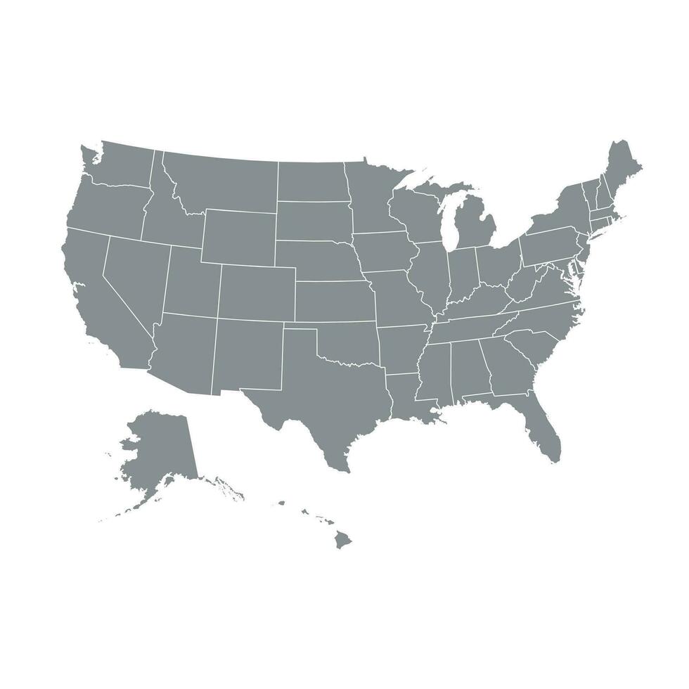 hoch detailliert USA Karte mit Bundes Zustände. Vektor Illustration vereinigt Zustände von Amerika
