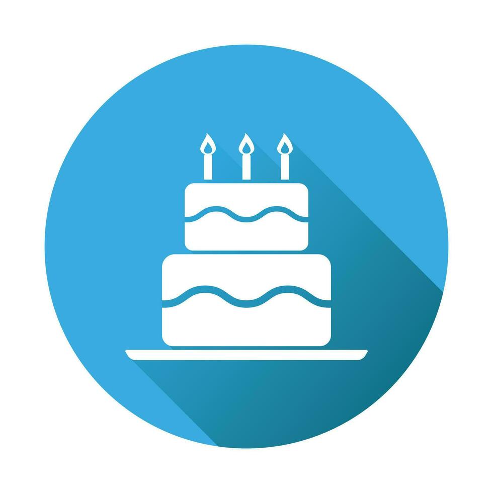 Geburtstag Kuchen eben Symbol. frisch Kuchen Muffin auf Blau runden Hintergrund vektor