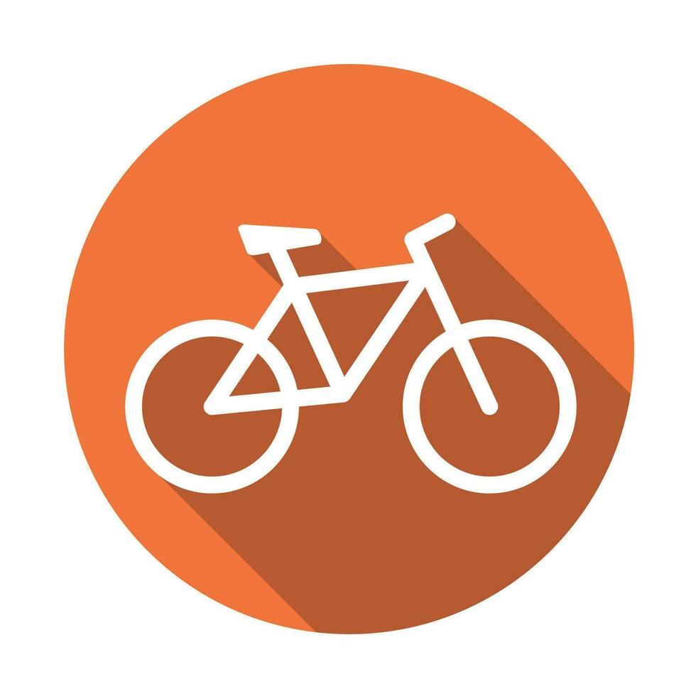 Fahrrad Symbol auf Orange runden Hintergrund. Fahrrad Vektor Illustration im eben Stil. Symbole zum Design, Webseite.