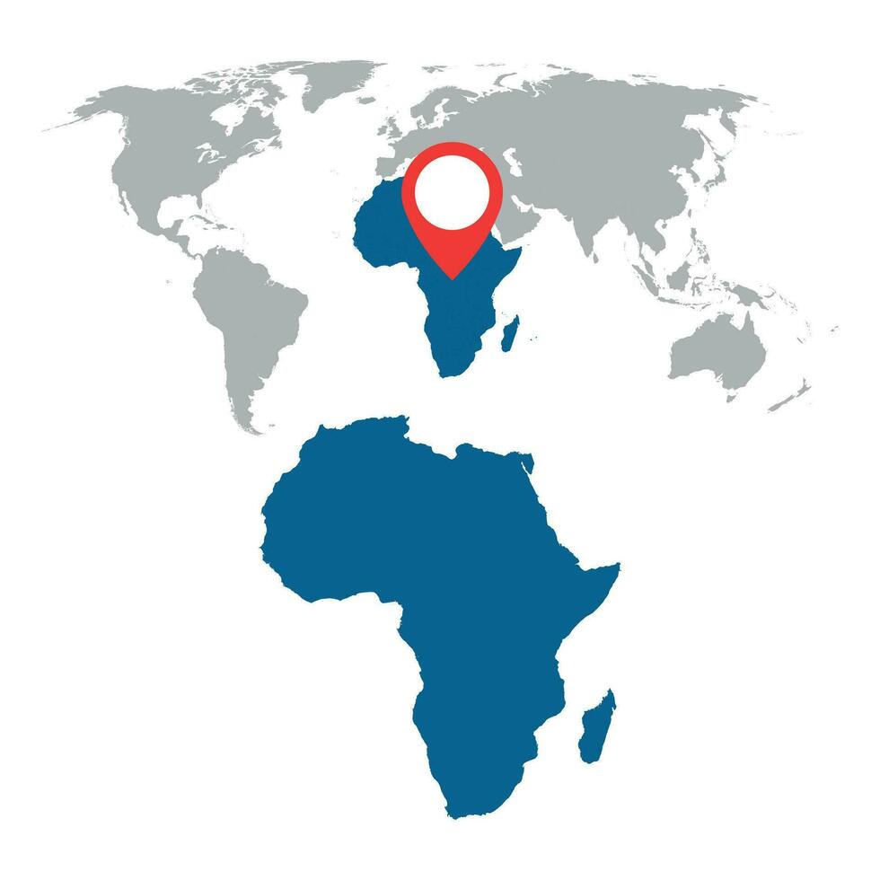 detaljerad Karta av afrika och värld Karta navigering uppsättning. platt vektor illustration.