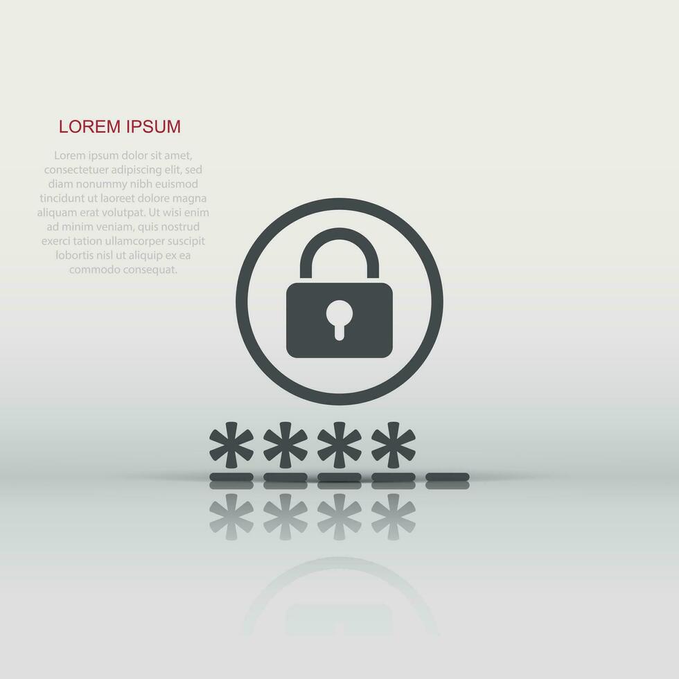 Login-Symbol im flachen Stil. Passwortzugriffsvektorillustration auf weißem lokalisiertem Hintergrund. Vorhängeschloss-Eintrag Geschäftskonzept. vektor