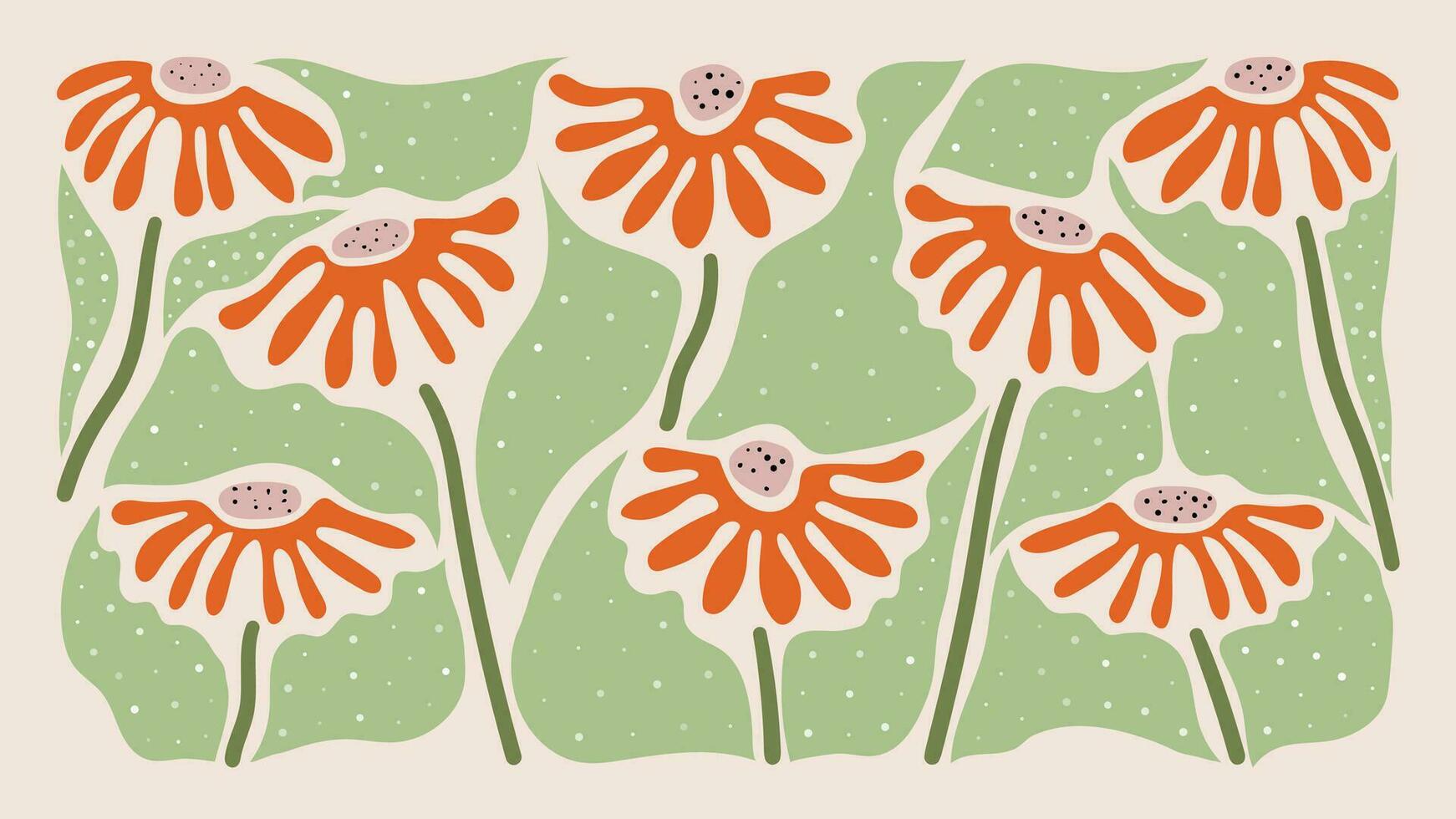 abstrakt botanisk konst bakgrund vektor. naturlig hand dragen mönster design med blommor, löv, grenar. enkel samtida stil illustrerade design för tyg, skriva ut, omslag, baner, tapet. vektor