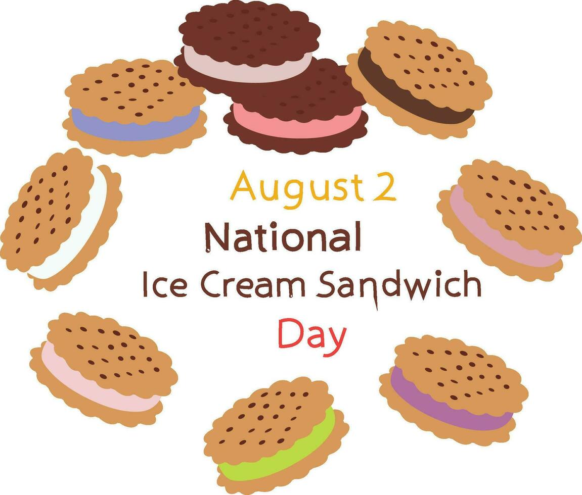 National Eis Sahne Sandwich Tag August 2 Vektor