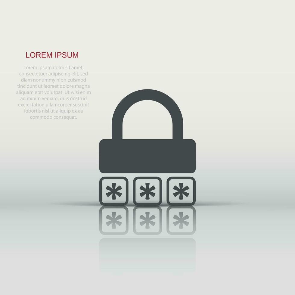 Login-Symbol im flachen Stil. Passwortzugriffsvektorillustration auf weißem lokalisiertem Hintergrund. Vorhängeschloss-Eintrag Geschäftskonzept. vektor