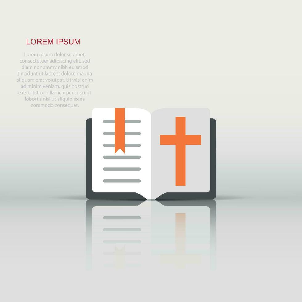 bibel bok ikon i platt stil. kyrka tro vektor illustration på vit isolerat bakgrund. andlighet företag begrepp.