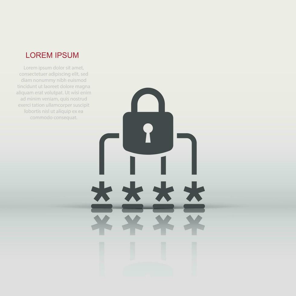 Login-Symbol im flachen Stil. Passwortzugriffsvektorillustration auf weißem lokalisiertem Hintergrund. Vorhängeschloss-Eintrag Geschäftskonzept. vektor