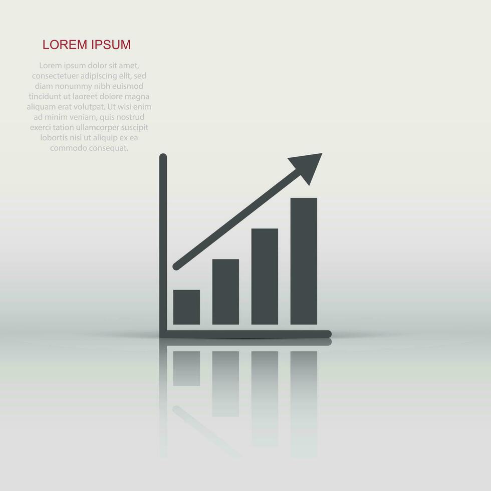 Diagrammdiagramm-Symbol im flachen Stil. Pfeil wächst Vektorillustration auf weißem, isoliertem Hintergrund. Analyse Geschäftskonzept. vektor