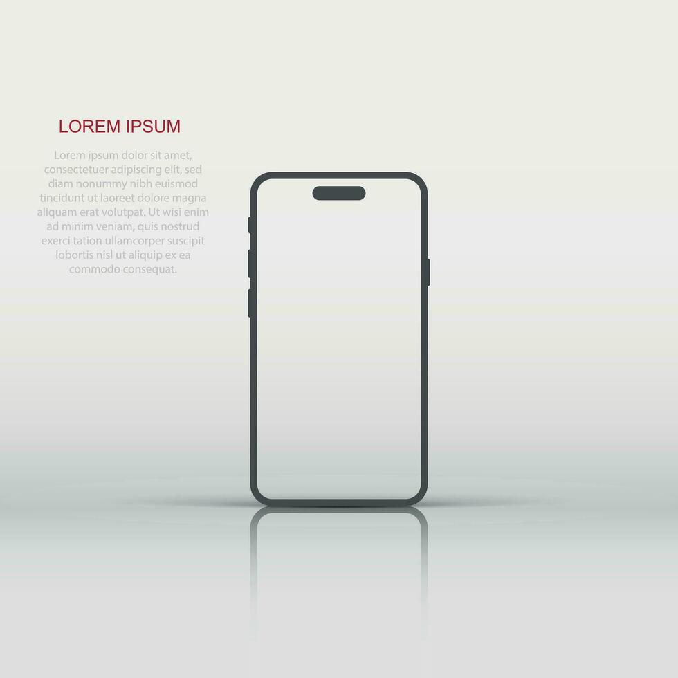 smartphone tom skärm ikon i platt stil. mobil telefon vektor illustration på vit isolerat bakgrund. telefon företag begrepp.