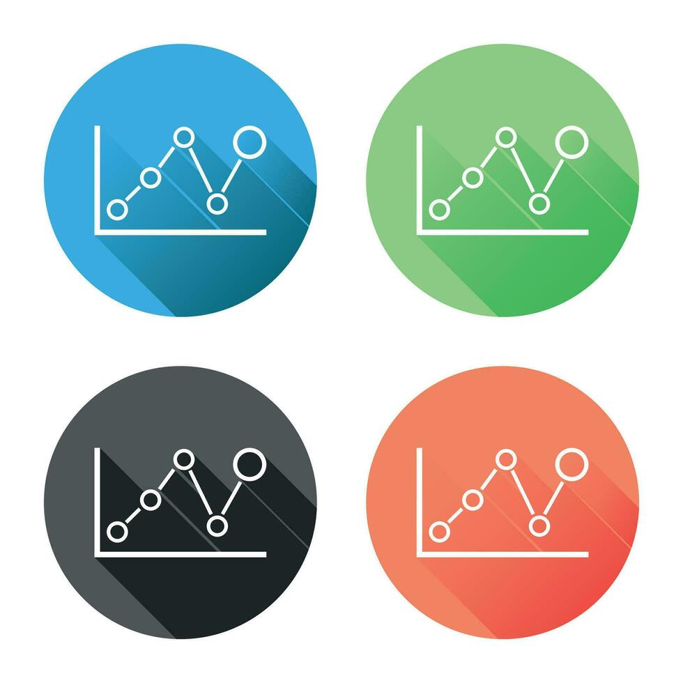 Diagram Graf ikon med lång skugga. företag platt vektor illustration på blå, grön, svart och orange bakgrund.
