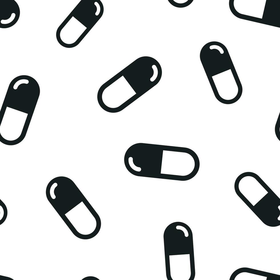 Kapsel Tabletten Tablette Symbol nahtlos Muster Hintergrund. Geschäft Konzept Vektor Illustration. Kapsel und Droge Symbol Muster.