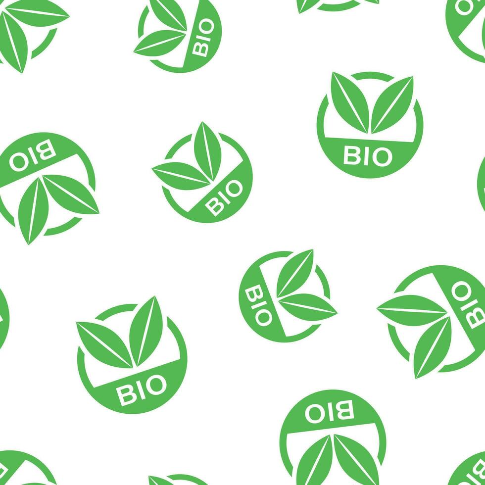 bio märka bricka ikon sömlös mönster bakgrund. företag begrepp vektor illustration. bio eco naturlig symbol mönster.