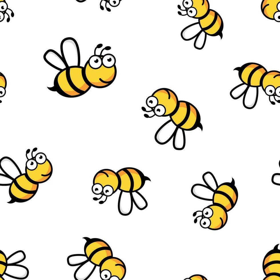 Karikatur Biene Symbol nahtlos Muster Hintergrund. Geschäft Konzept Vektor Illustration. Wespe Insekt Biene Symbol Muster.