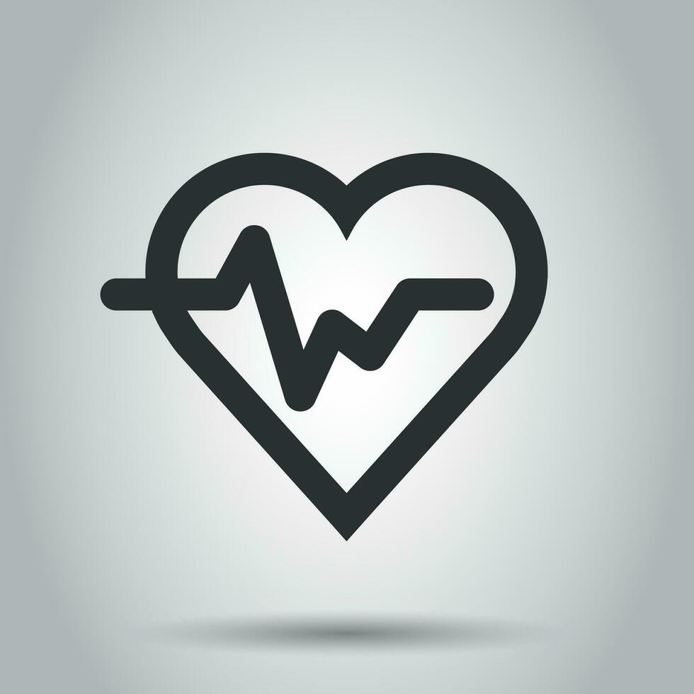 hjärtslag linje med hjärta ikon i platt stil. hjärtslag illustration på vit bakgrund. hjärta rytm begrepp. vektor