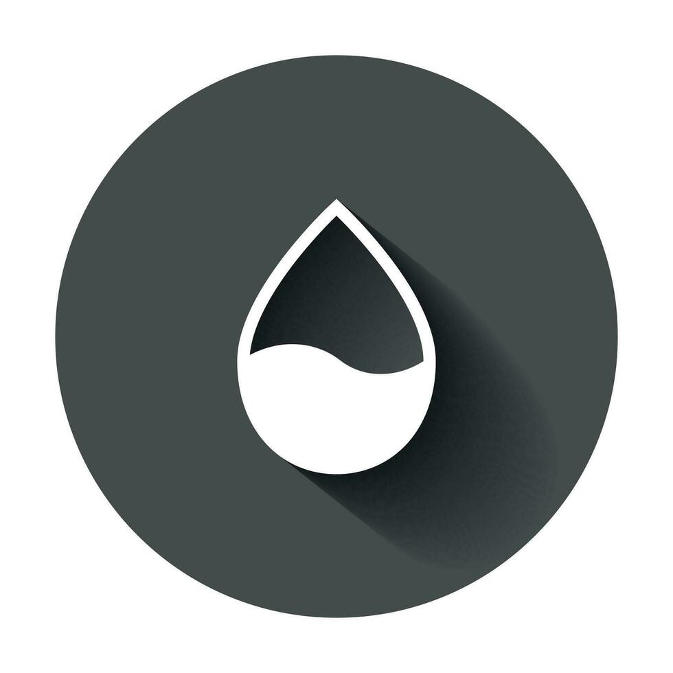 Wasser fallen Symbol im eben Stil. Regentropfen Vektor Illustration mit lange Schatten. Tröpfchen Wasser Klecks Geschäft Konzept.