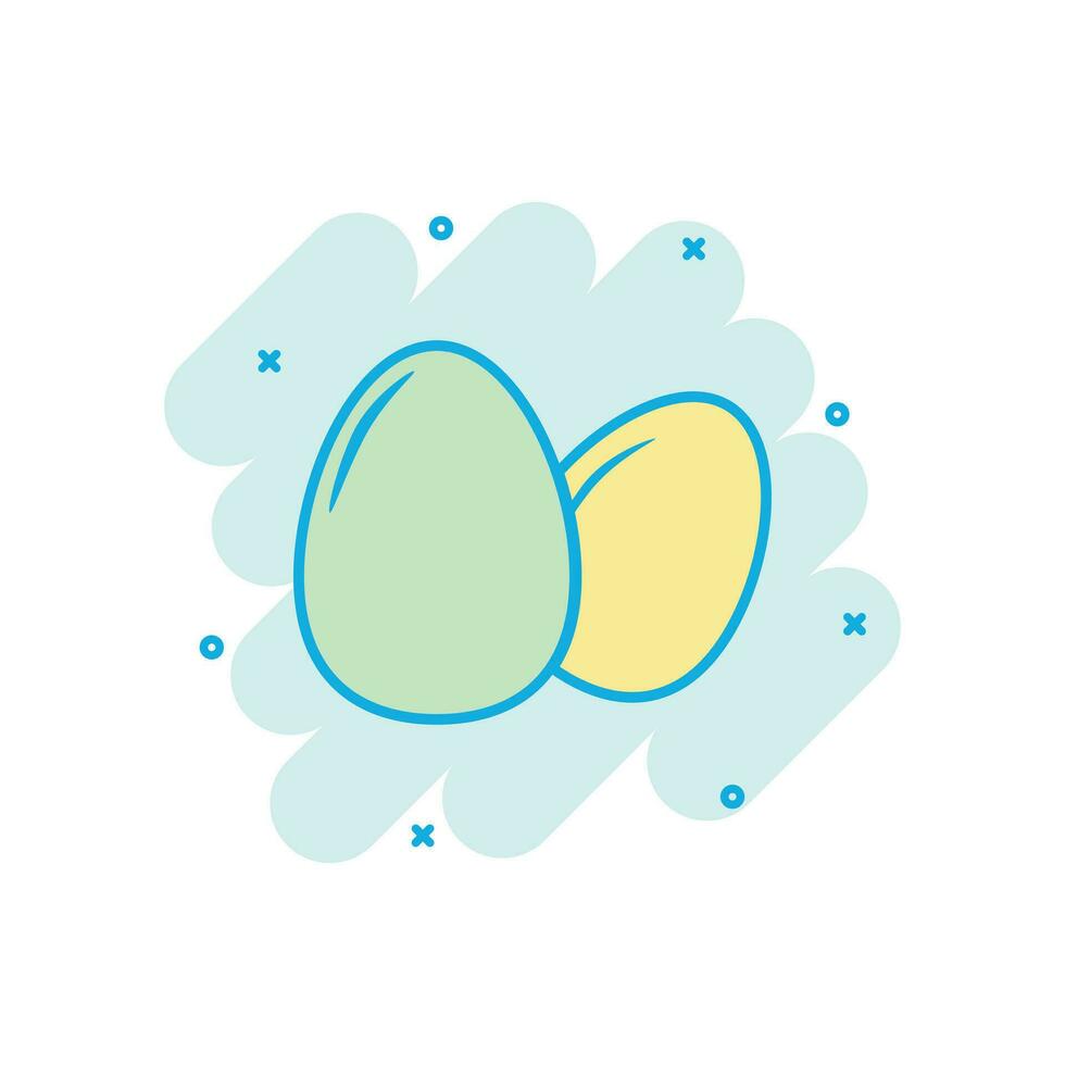 tecknad serie färgad ägg ikon i komisk stil. äggskal illustration piktogram. ägg tecken stänk företag begrepp. vektor