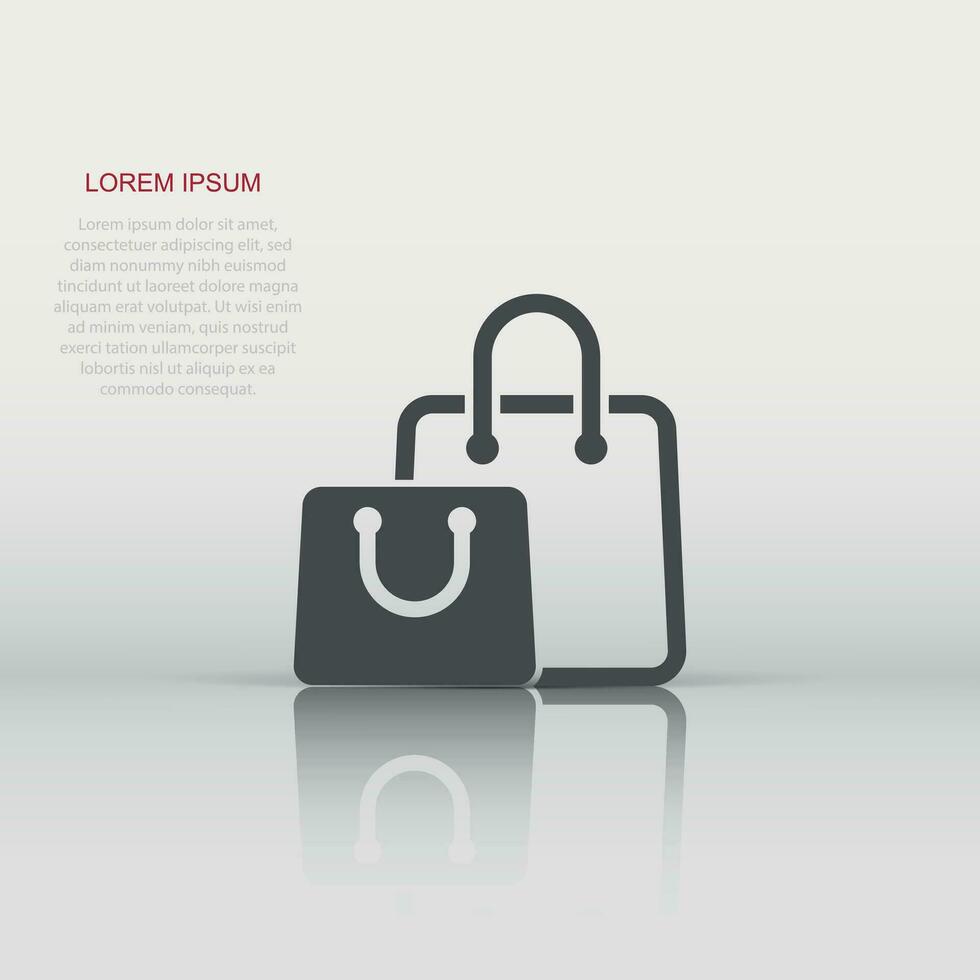 Einkaufstasche-Symbol im flachen Stil. Handtaschenzeichen-Vektorillustration auf weißem lokalisiertem Hintergrund. Paket-Geschäftskonzept. vektor